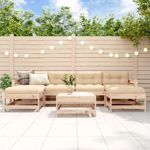 Conjunto Lounge de Jardim Pinho Maciço (7 pcs)