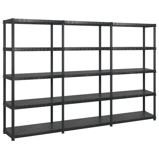Unidade com 5 Prateleiras 274,5x45,7x185 cm Plástico Preto