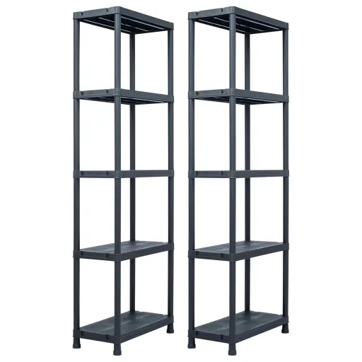 Estantes de Arrumação   Preto 125 Kg 60x30x180 cm Plástico (2 pcs)