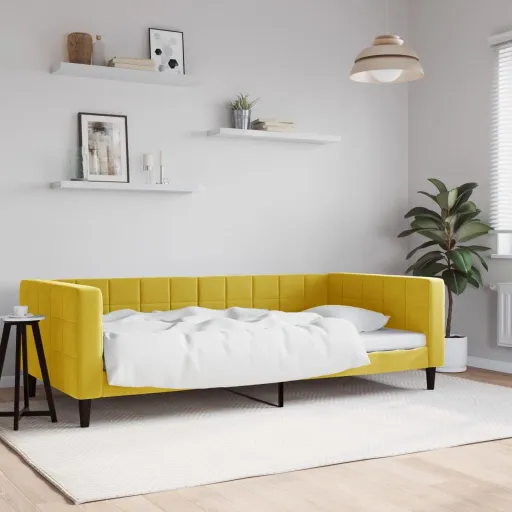 Sofá-Cama 100x200 cm Veludo Amarelo