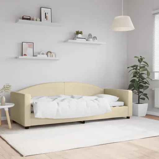 Sofá-Cama 80x200 cm Tecido Cor Creme