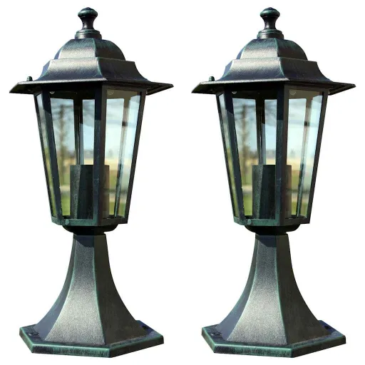 Candeeiros de Jardim   Alumínio Verde-Escuro e Preto (2 pcs)
