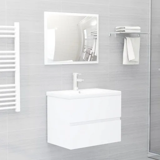 Conjunto de Móveis de Casa de Banho Contraplacado Branco