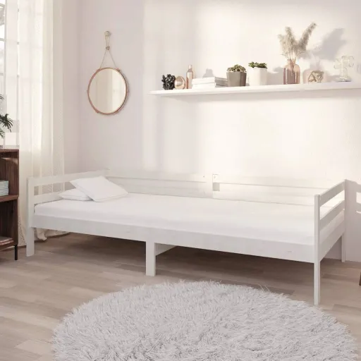 Sofá-Cama com Gavetas 90x200 cm Pinho Maciço Branco