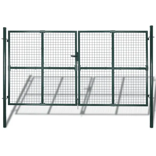 Portão de Cerca com Porta Dupla 300x150 cm em Aço Revestido a pó