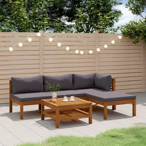 Conjunto Lounge de Jardim c/ Almofadões Acácia Maciça (5 pcs)