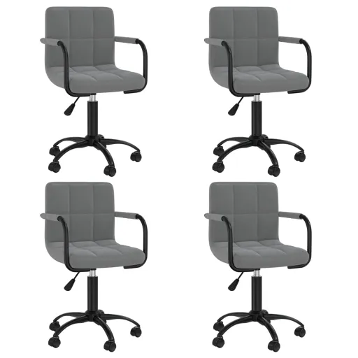 Cadeiras de Jantar Giratórias   Veludo Cinzento-Escuro (4 pcs)
