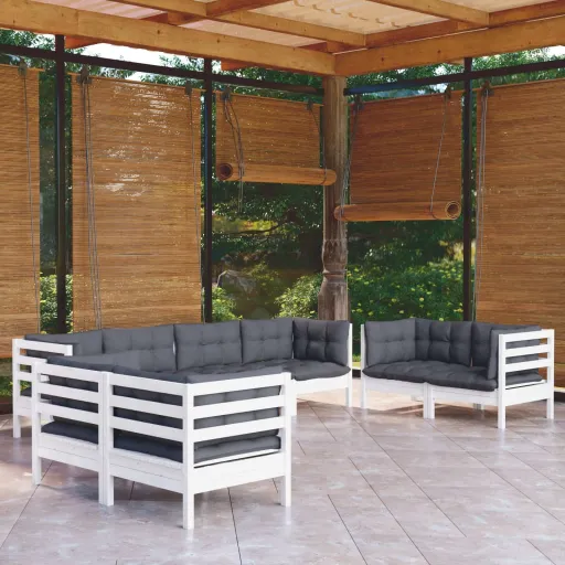 Conjunto Lounge de Jardim c/ Almofadões Pinho Maciço (8 pcs)