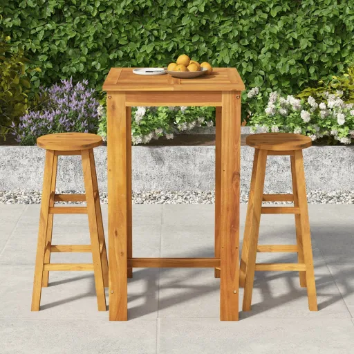 Conjunto de Bar para Jardim   Madeira de Acácia Maciça (3 pcs)