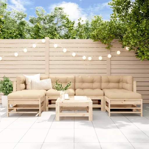 Conjunto Lounge de Jardim Pinho Maciço (7 pcs)