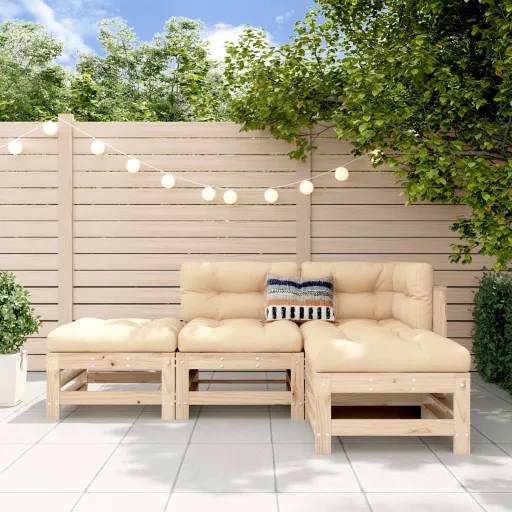 Conjunto Lounge de Jardim Madeira de Pinho Maciça (4 pcs)