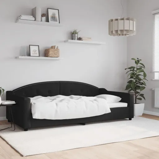 Sofá-Cama 100x200 cm Tecido Preto