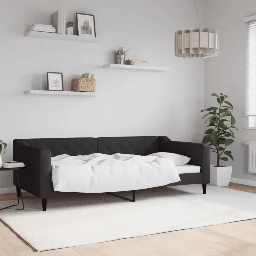 Sofá-Cama 90x190 cm Tecido Preto