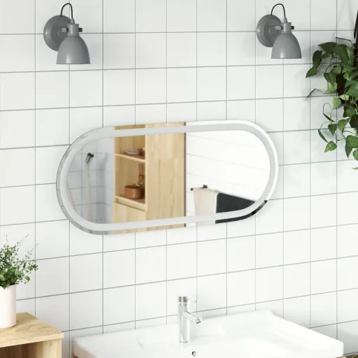 Espelho de Casa de Banho com Luzes LED Oval 90x40 cm