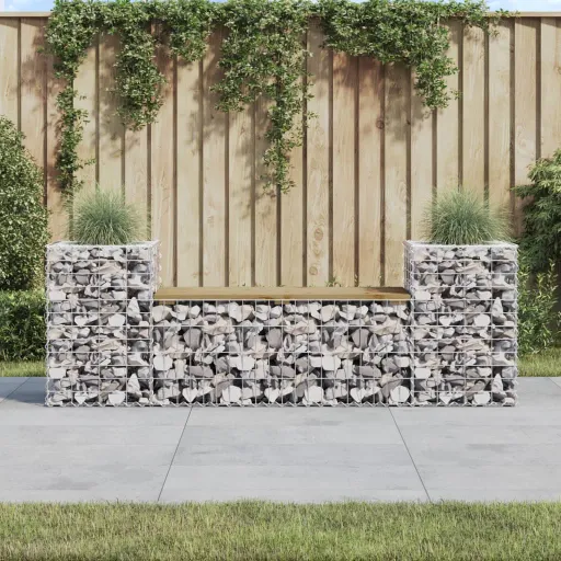 Banco de Jardim c/ Design Gabião 183x41x60,5cm Pinho Impregnado