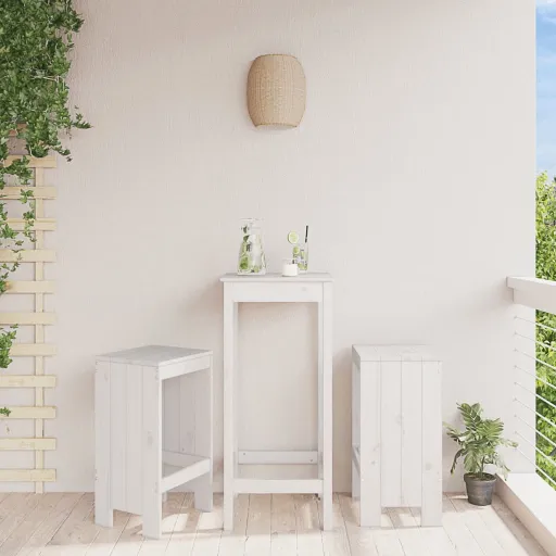 Bancos de Bar   40x36x75 cm Madeira de Pinho Maciça Branco (2 pcs)