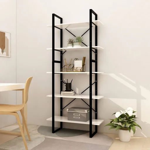 Estante com 5 Prateleiras 80x30x175 cm Derivados Madeira Branco