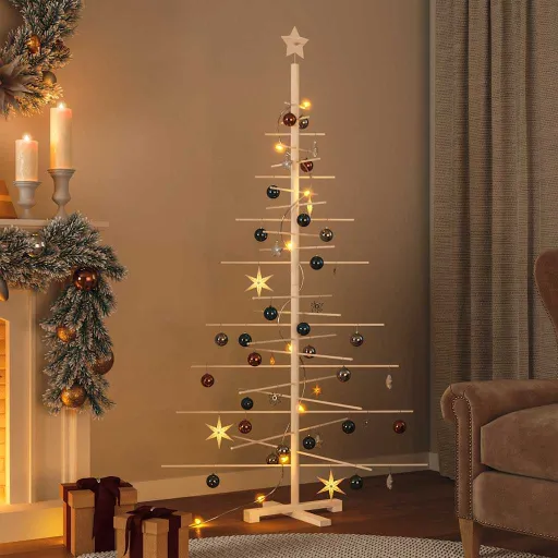Árvore de Natal Decorativa 180 cm Madeira de Pinho Maciça