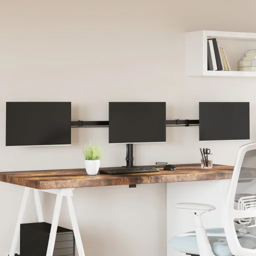 Suporte Triplo para Monitor VESA 75/100 mm Aço Preto