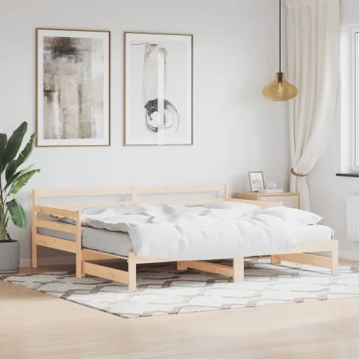 Sofá-Cama com Gavetão 80x200 cm Madeira de Pinho Maciça