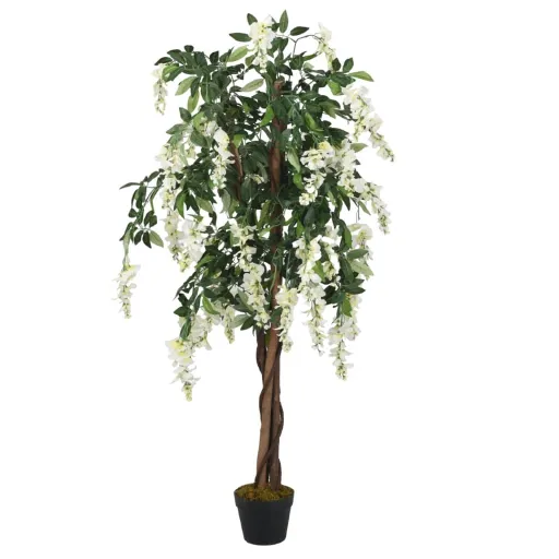 Glicínia Artificial 840 Folhas 120 cm Verde e Branco