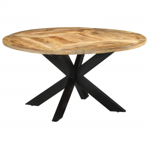 Mesa de Jantar Ø150x76 cm Madeira de Mangueira Maciça Áspera