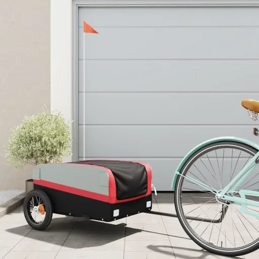 Reboque para Bicicleta 30 kg Ferro Preto e Vermelho