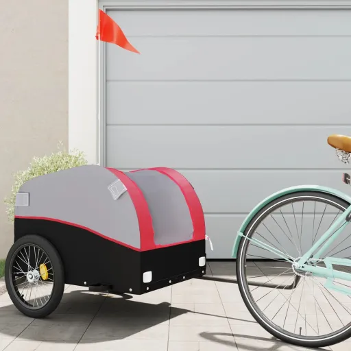 Reboque para Bicicleta 45 kg Ferro Preto e Vermelho