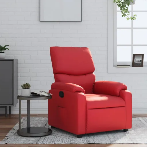 Poltrona Reclinável Couro Artificial Vermelho