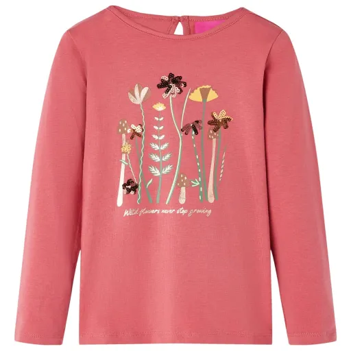 T-Shirt de Manga Comprida para Criança Rosa-Velho 92