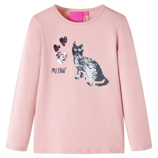 T-Shirt de Manga Comprida para Criança Rosa-Claro 128