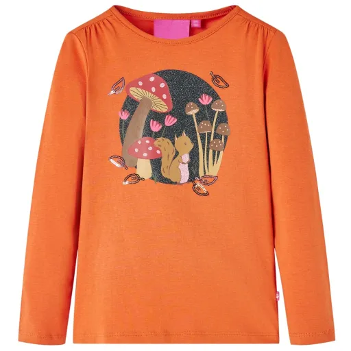 T-Shirt de Manga Comprida para Criança Laranja-Queimado 92