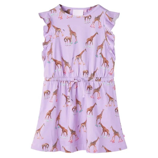 Vestido para Criança Mangas com Folhos e Cordão Lilás 140