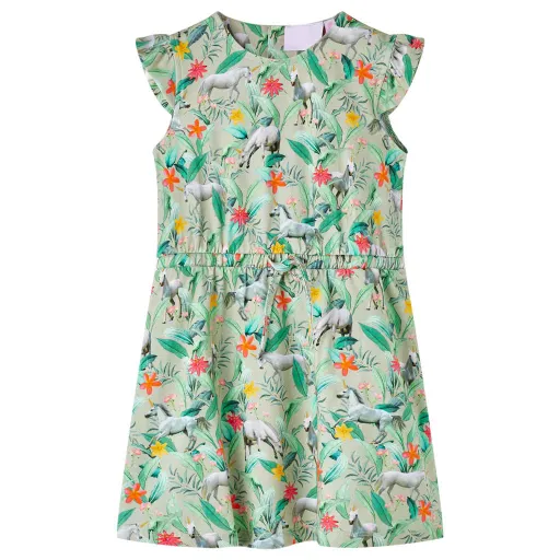 Vestido de Criança com Manga Sino Caqui-Claro 104