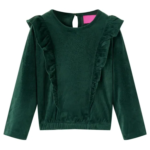 Blusa para Criança com Folhos Verde-Escuro 140