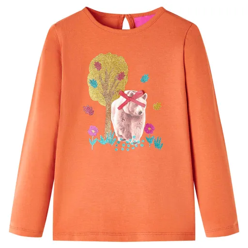 T-Shirt de Manga Comprida para Criança Laranja-Queimado 140