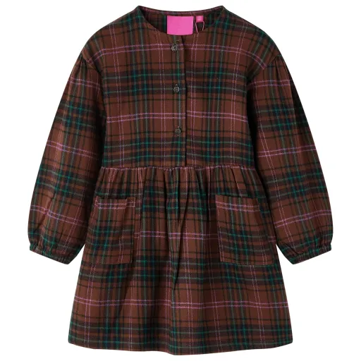 Vestido de Criança com Mangas Compridas Cor Conhaque 140