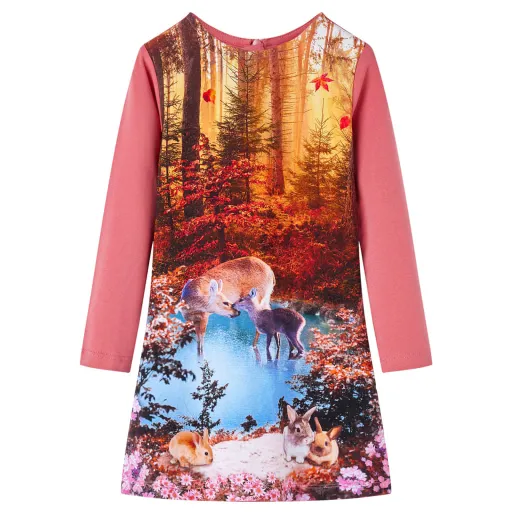 Vestido de Manga Comprida para Criança Rosa-Velho 104