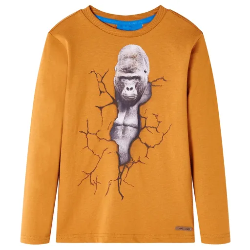 T-Shirt de Manga Comprida para Criança Ocre-Escuro 116