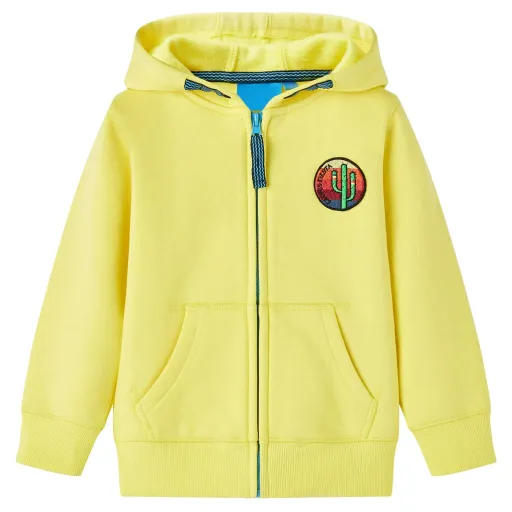 Sweatshirt para Criança com Capuz e Fecho Amarelo-Claro 140