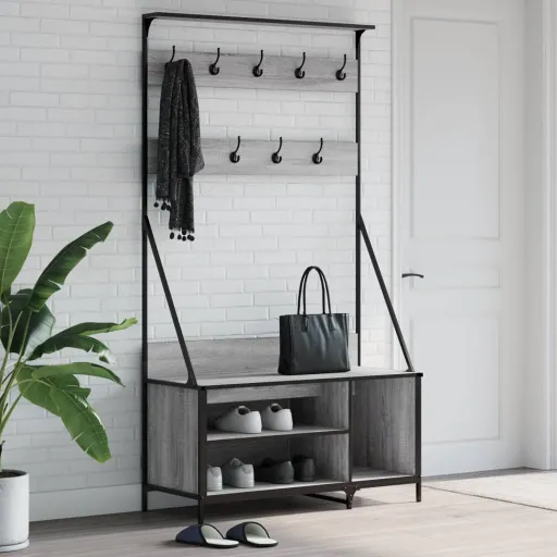 Bengaleiro com Arrumação Calçado 100x41x184 cm Cinza Sonoma