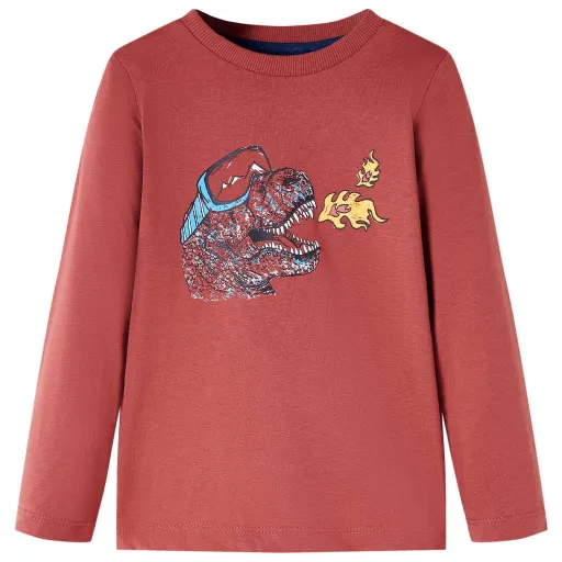 T-Shirt de Manga Comprida para Criança Vermelho Queimado 104