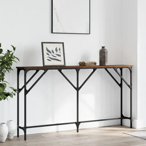Mesa Consola 140x23x75 cm Derivados Madeira Carvalho Castanho