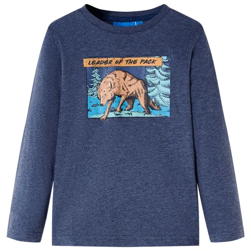 T-Shirt de Manga Comprida para Criança Azul-Escuro Mesclado 128