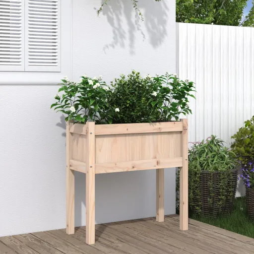 Vaso/Floreira de Jardim com Pernas 70x31x70 cm Pinho Maciço