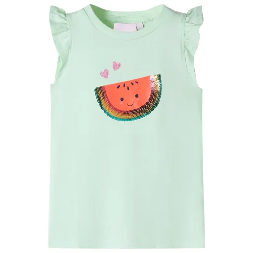 T-Shirt para Criança Manga com Folhos Verde-Suave 116