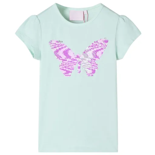 T-Shirt de Manga Curta para Criança Menta-Claro 128