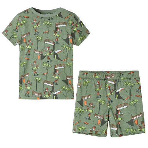Pijama de Manga Curta para Criança Caqui-Claro 92