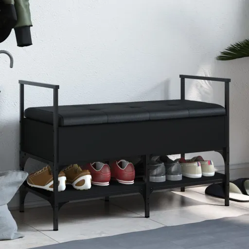Banco Sapateira 85,5x42x57,5 cm Derivados de Madeira Preto
