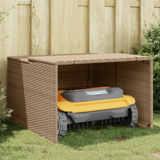 Garagem para Cortador de Relva 86x90x52/57 cm Vime PE Bege